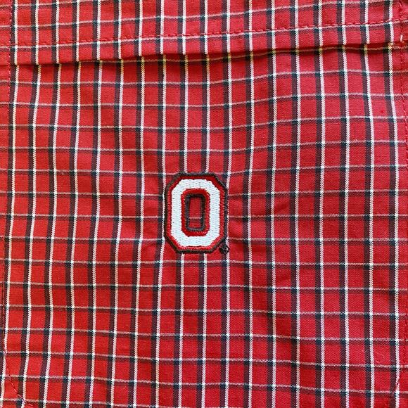 Ohio State Buckeyes Button Down Shirt Mens XL Red Plaid J.America Single Pocket - Picture 4 of 8